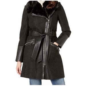 Via Spiga  Asymmetrical Belted Wool Coat